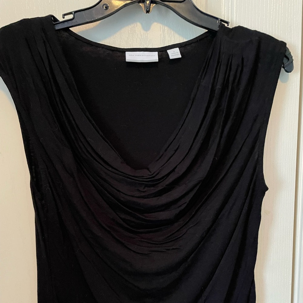 Black cowl neck top